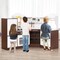 Costway Corner Play Kitchen with Ice Maker Microwave Oven for Kids 3+ Years Old Wooden Toy